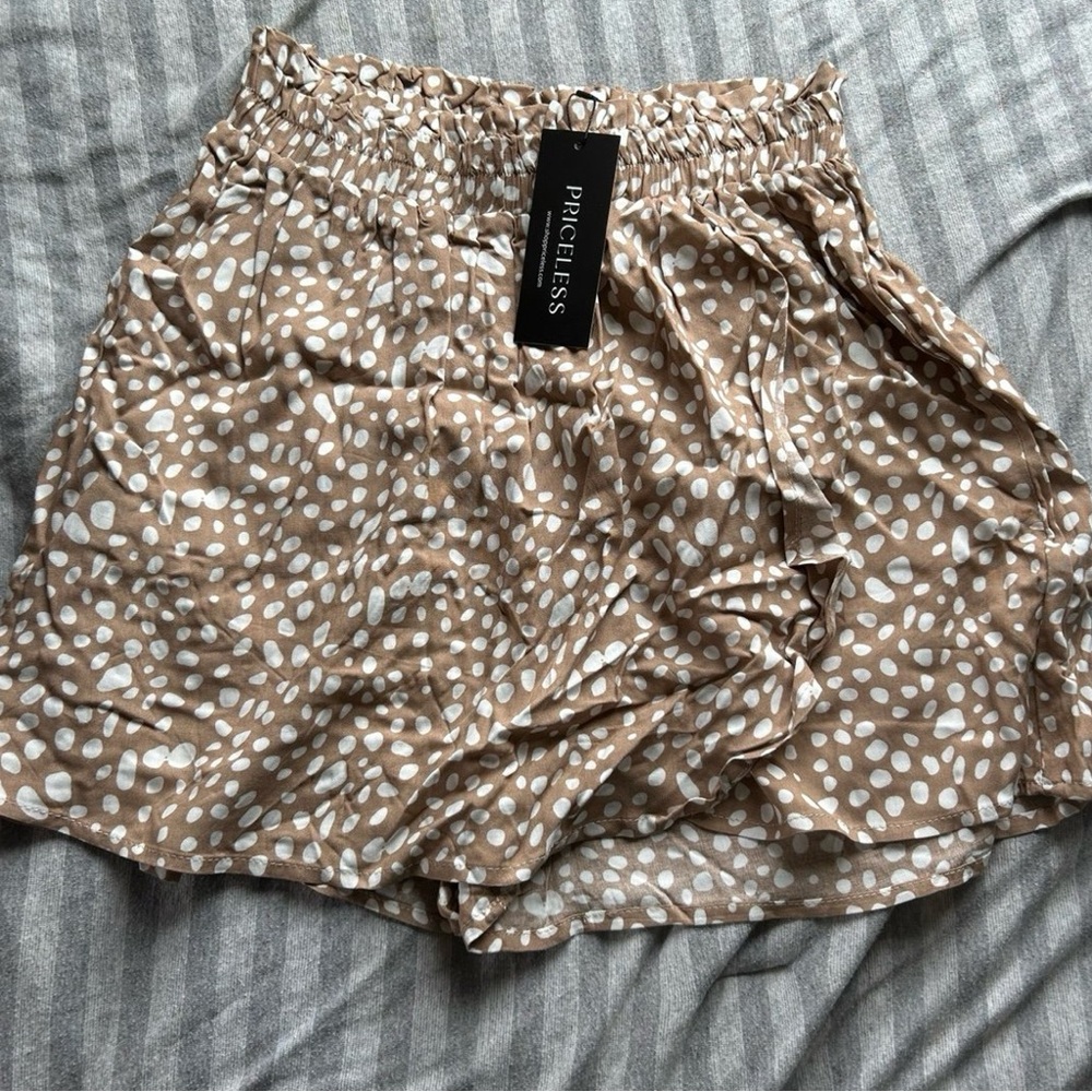 Brown and White Polka Dot Short